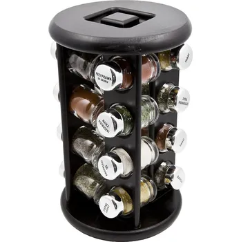 Kořenka OTOČNÝ STOJAN NA KOŘENÍ S 16 SKLENICEMI STŘÍBRO