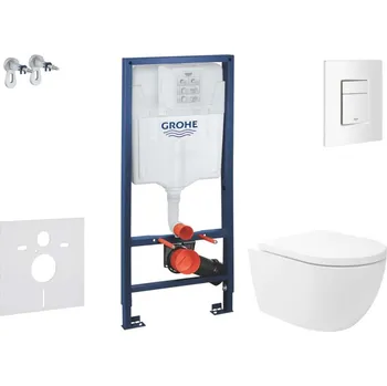 Klozet GROHE - Rapid SL Set předstěnové instalace, klozetu Oudee Vortex a sedátka softclose, tlačítko Skate Cosmopolitan, alpská bílá SANI11BA3108