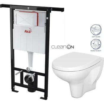 WC sada ALCA Jádromodul - předstěnový instalační systém bez tlačítka + WC CERSANIT ARTECO CLEANON + SEDÁTKO AM102/1120 X AT1