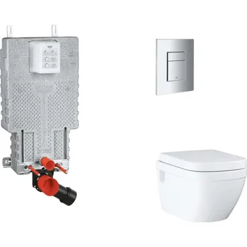 Klozet GROHE - Uniset Set předstěnové instalace, klozetu, sedátka SoftClose a tlačítka Skate Cosmopolitan, chrom SANI15BB2107