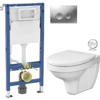 WC sada GEBERIT DuofixBasic s matným tlačítkem DELTA21 + WC CERSANIT DELFI + SOFT SEDÁTKO 458.103.00.2 21MA DE2