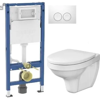 WC sada GEBERIT DuofixBasic s bílým tlačítkem DELTA21 + WC CERSANIT DELFI + SEDÁTKO 458.103.00.2 21BI DE1