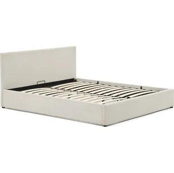 Postel Béžová čalouněná dvoulůžková postel s úložným prostorem s roštem 180x200 cm Nahiri – Kave Home ID_1826922