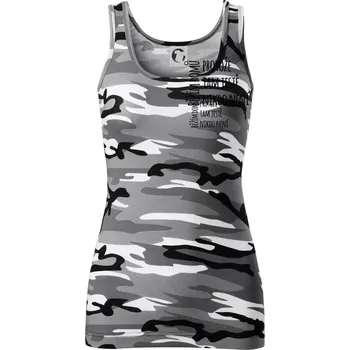 Dámské tričko Běžím domů protože tam ještě nikdo není - na prsu - Dámské Maskáčové tílko - XL ( Šedý maskáč )