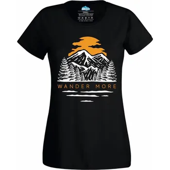 Dámské tričko Dámské tričko Horská krajina Wander More (Velikost: M, Barva: Černá)