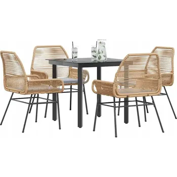 Zahradní nábytek z umělého ratanu vidaXL, černý, 5 dílů