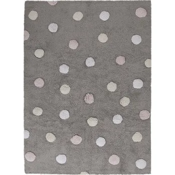 Koberec Lorena Canals Přírodní koberec, ručně tkaný Tricolor Polka Dots Grey-Pink Rozměry koberců: 120x160