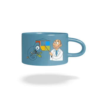 Bastard Chameleon u lékaře hrnek makronka Blue Macaron