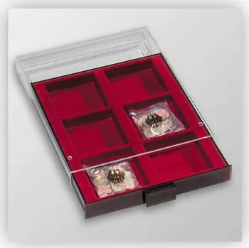 Obal pro sběratelský předmět Leuchtturm - Kazeta MB XL 6 - okénka o rozměru 86 mm X 86 mm