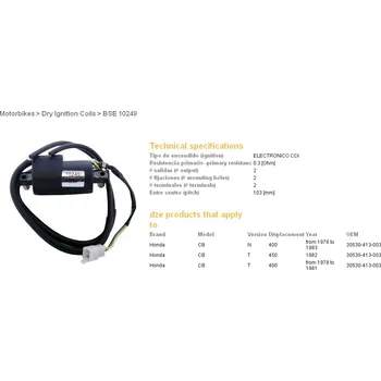 Startér DZE indukční cívka HONDA CB 400T 78-83; CB 450 NIGHTHAWK 82-85 (30530-413-003) (DZE indukční cívka HONDA CB 400T 78-83; CB 450 NIGHTHAWK 82-85 (30530-413-003))