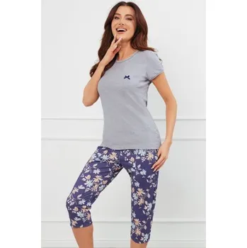 Dámské noční prádlo Dámské pyžamo Italian Fashion Pulia - bavlna Šedo-tmavěmodrá S