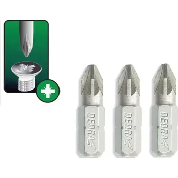 Příslušenství k nářadí DEDRA-EXIM Koncovky šroubovákové, bity DEDRA 18A01PZ10-03 Pozidriv PZ1x25mm, 3ks v blistru