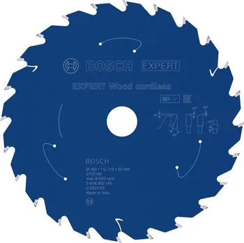 Pilový kotouč BOSCH Pilový kotouč EXPERT Wood cordless, 160 × 1,5/1 × 20 mm, T24 (2.608.902.145)