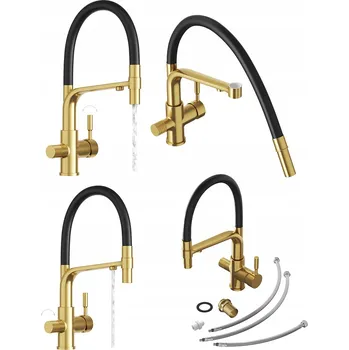 Vodovodní baterie Kuchyňská baterie třídrohá stojící Granitan Malta zlatá