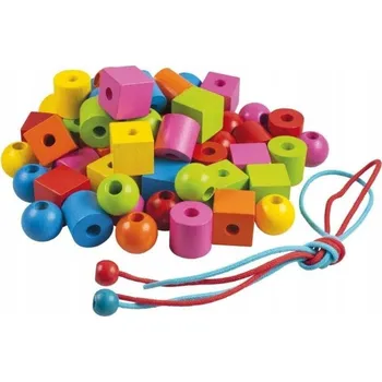 Dřevěná hračka Navlékání pro nejmenší šňůrkou