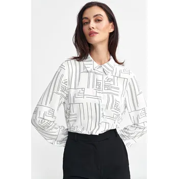 Dámská halenka Halenka s minimalistickým vzorem B179 NIFE Barva: Smetanová, Velikost: XL