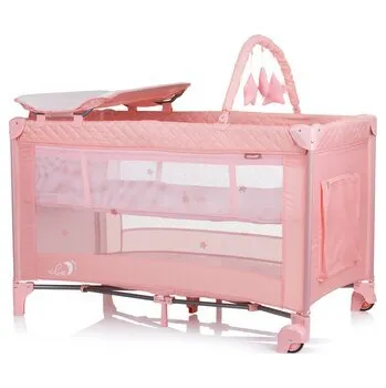 Dětská postýlka CHIPOLINO Cestovní postýlka s přebalovací podložkou Luna Flamingo