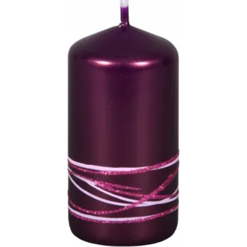 Svíčka Svíčka SATURN VÁLEC vánoční metalická lesklá d6x12cm