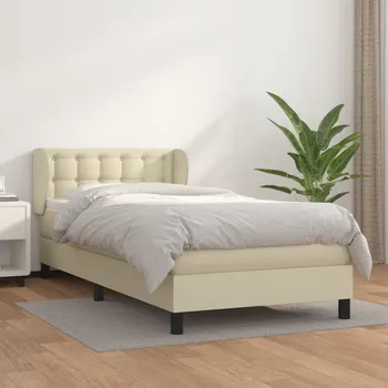 Ložnice vidaXL Box spring postel s matrací 100x200 cm umělá kůže [3127299] Barva: krémová