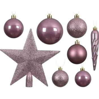 Vánoční dekorace Sada vánočních baněk kusů růžové tvary, matné, lesklé, třpytivé