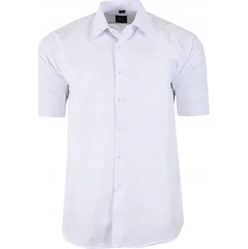 Pánská košile 47/48 HLADKÁ BÍLÁ KOŠILE S KRÁTKÝM RUKÁVEM VELKÁ