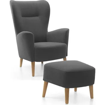 Křeslo Křeslo ušák s podnožkou Next | FUNKČNÍ LÁTKA | tmavě šedá 97 | nohy buk | AKCE