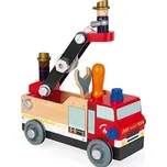 Janod Dřevěné auto a stavebnice Hasiči BricoKids