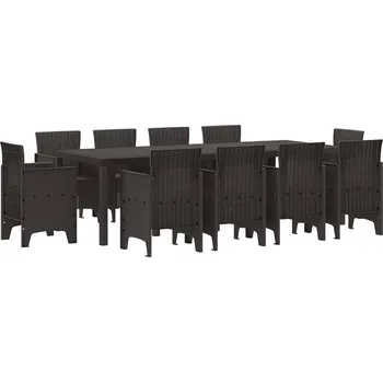 Zahradní jídelní souprava 11 pcs Hnědá Polypropylen Hnědá3378597