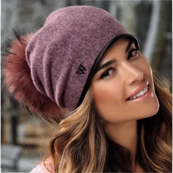 Čepice KRUMLOVANKA Vlněná dámská čepice s bambulí W-0598/628M starorůžový melange