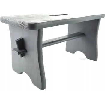 Jídelní židle ŠEDÁ MALOVANÁ STOLIČKA TABURET DŘEVĚNÁ plošina kuchyňská židle FSC