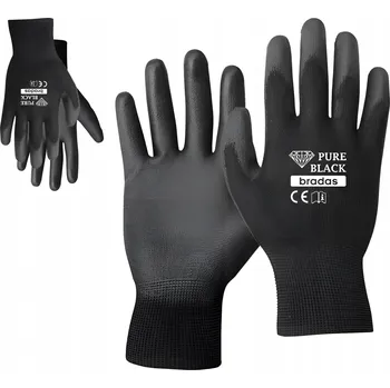 Pracovní rukavice PRACOVNÍ OCHRANNÉ RUKAVICE polyuretan PURE BLACK ZAHRADNICKÉ velikost 8