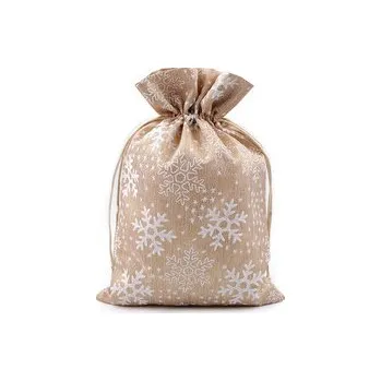 Vánoční dárkový pytlík vločky brokátový 20x30 cm - 10 ks - 2 zlatá