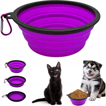 Miska pro psa Skládací (cestovní) silikonová miska Tojato fialová 0,35 l