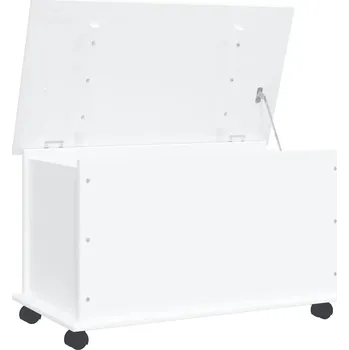 Úložný box Dřevěná truhla ALTA na kolečkách, bílá, 73x39,5x43 cm, 70 L