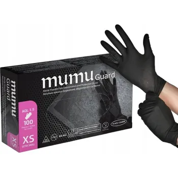 Vyšetřovací rukavice Rukavice na jedno použití Mumu nitrilové černé bezpudrové velikost XS 100 ks