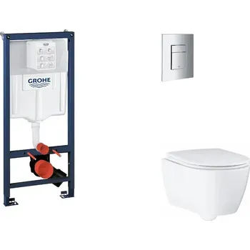 WC sada Grohe Rapid SL - Set předstěnové instalace, klozetu, sedátka SoftClose a tlačítka Skate Cosmopolitan, chrom SANI11BB2122