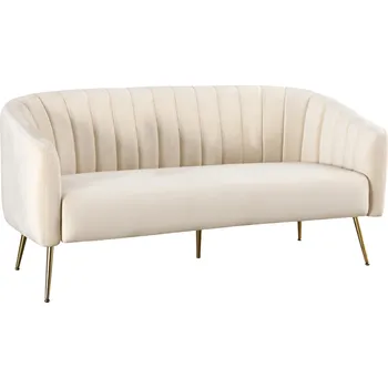 Pohovka Designový 3-sed, béžová Velvet látka/gold chrom-zlatý, BAGY