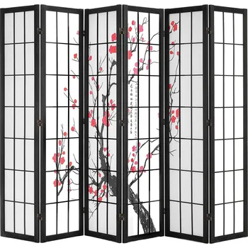 Paraván Vevor Sklopný japonský paraván, 6 panelů, dřevěný, přenosný, do interiéru