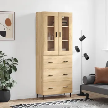 přebalovací pult a komoda Skříň highboard dub sonoma 69,5 x 34 x 180 cm kompozitní dřevo Hnědá3198420