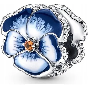 Přívěsek Přívěsek STŘÍBRO 925 Charms Korálek Modrý Květ Maceška