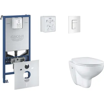 Klozet GROHE - Rapid SLX Set předstěnové instalace, klozetu, sedátka SoftClose a tlačítka Skate Cosmopolitan, alpská bílá SANI11BB3101