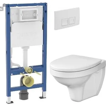 WC sada GEBERIT DuofixBasic s bílým tlačítkem DELTA50 + WC CERSANIT DELFI + SEDÁTKO 458.103.00.2 50BI DE1