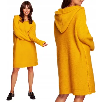 Dámský svetr BeWear dámský svetr žlutý volný pod kolena velikost L/XL