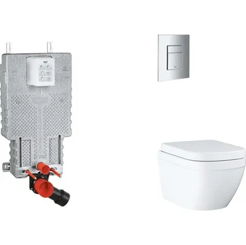 Klozet GROHE - Uniset Set předstěnové instalace, klozetu, sedátka SoftClose a tlačítka Skate Cosmopolitan, Triple Vortex, chrom SANI15BB2104