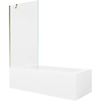 Vana Mexen Vega obdélníková vana 150 x 70 cm s obložením a 1-křídlou zástěnou 90 cm, transparentní, zlatá - 550115070X9509000050 Vany se zástěnou