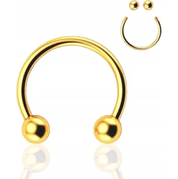 Piercing Titanový piercing ZLATÁ podkova se dvěma kuličkami 1,2/8/3