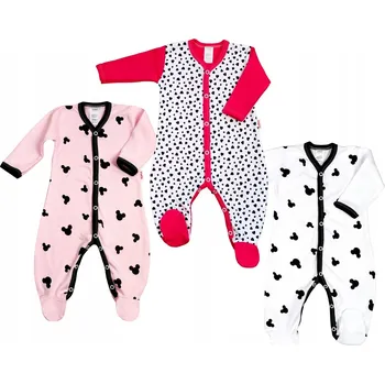 Kojenecký overall Balení 3 Overal klaunů Růžová myš/Malá Srdíčka /Bílá myš velikost vel 56 KLEKLE