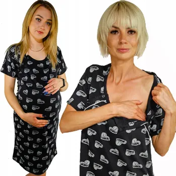 Dámská noční košile NOČNÍ TĚHOTENSKÁ KOŠILE na kojení porodu NAPY XXL