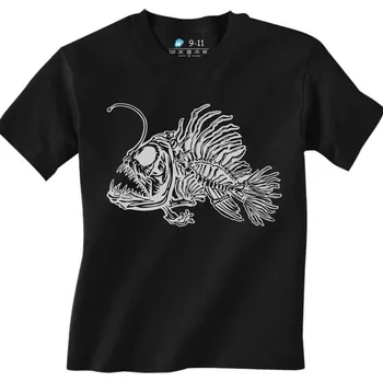 Chlapecké tričko Dětské tričko Kostra Ryby Ďas mořský (Velikost: 7-8, Barva: Černá)