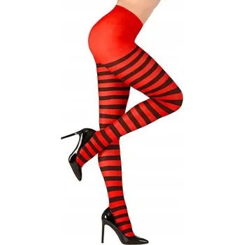 Dámské punčochy Punčocháče s černými a červenými pruhy, velikost XL